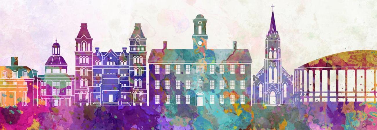 色彩斑斓的校园建筑的艺术渲染