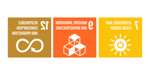 SDG icons for 7, 9 and 12